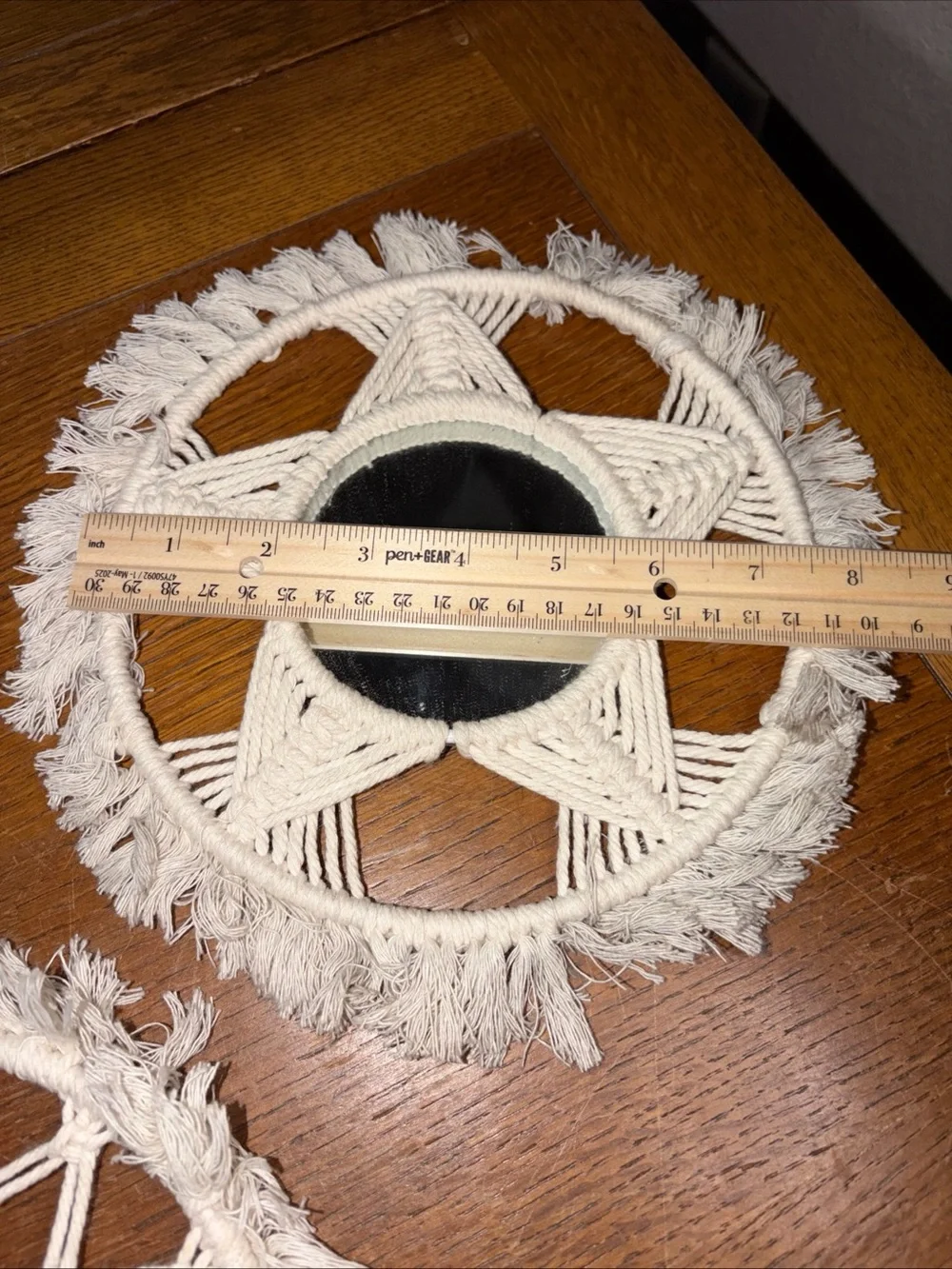 SET OF 3 HANDMADE BOHO OFF WHITE CROCHET/MACRAME MIRROR WALL HANGINGS